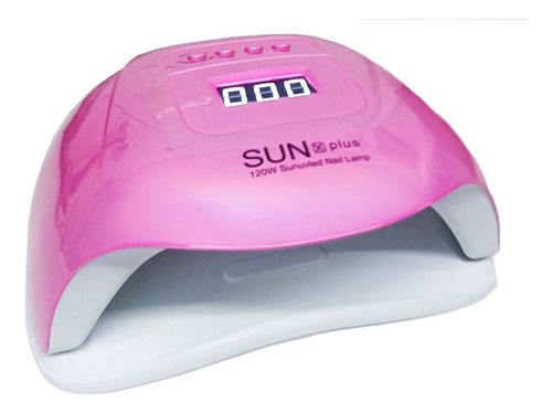 Cabina de extensión de uñas Sun X5 Plus rosa cromada de 120 W