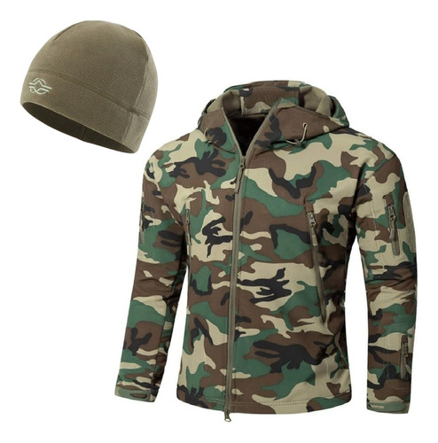 Combo Campera De Neopreno Camuflada + Gorro Micropolar