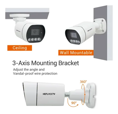 Heflycctv Cámara Analógica Tipo Bala De Seguridad De 5 Mp 4