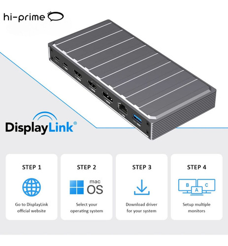 Hub Usb-c Displaylink 3x Monitores Hdmi/dp 4k 8k - Hi-prime