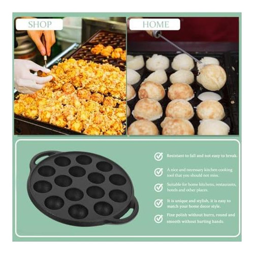 Hemoton Cost Iron Takoyaki Sartén, 15 Agujeros