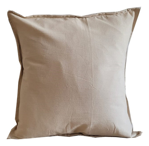 Almohadones Lienzo Tusor 40x40 Cm Funda + Relleno Color Arena - Completo