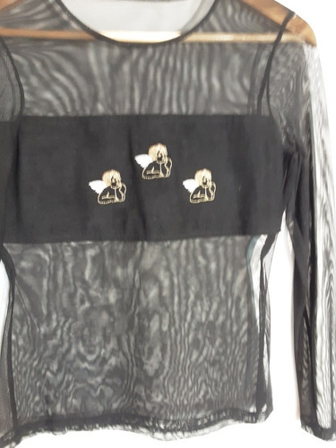 Imagen 8 de 9 de Blusa Negra Gasa Manga Larga Canadiense Talla S