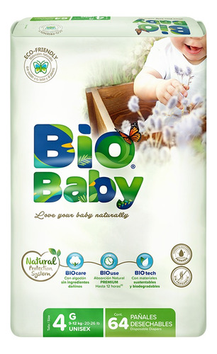 Pañales Bio Baby Etapa 4 G Unisex 64 Piezas