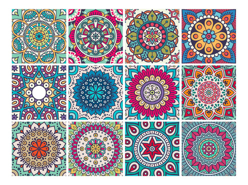 Imagen 1 de 5 de Azulejos Autoadhesivos Decorativos Mandala