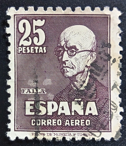 España, Sello Aéreo Yv 236 Manuel De Falla 1947 Usado L18082