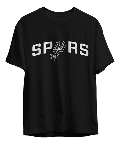 Remera Basket Nba San Antonio Spurs Negra Logo Simple