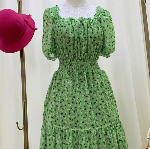 Imagem 7 de 8 de Vestido Longo Ombro A Ombro Ciganinha Manga Princesa Verde