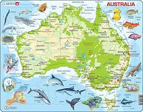 Rompecabeza - Larsen Puzzles Australia Map With Animals Chil