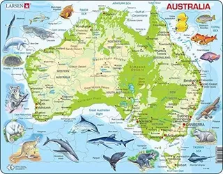 Rompecabeza - Larsen Puzzles Australia Map With Animals Chil