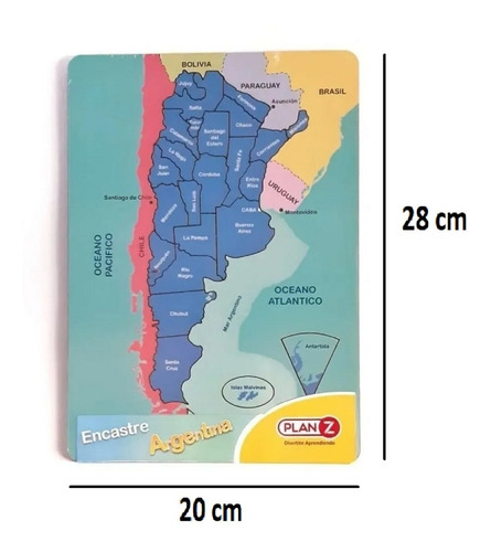 Imagen 2 de 4 de Puzzle Encastre Madera Mapa Argentina 25 Pzs Plan Z Playking