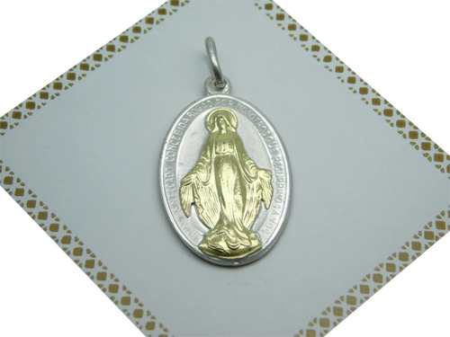 Dije Plata  Oro Medalla Milagrosa Relieve Grande N°3