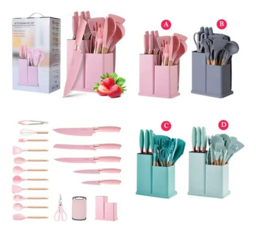 Set 19 Utensillos De Cocina Antiadherentes De Silicona