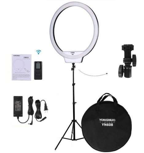 Led Ring Light Yongnuo Yn608 + Tripé 2m Reclinavel +brinde