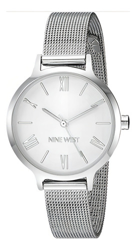 Nine West Original 2229svsv Reloj Mano Dama Malla Plata 31 M