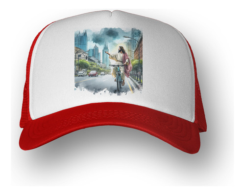 Gorra  Jesus En Bici City Ciudad Edificios