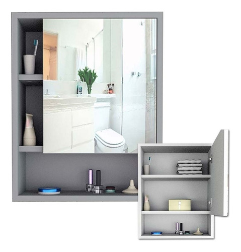 Botiquin Gabinete Puerta Y Gran Espejo Estantes Para Baño Mueble Blanco