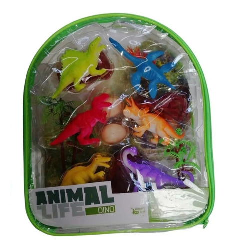 Animal Life Dino Mochila Set X6 Dinosaurios Con Accesorios