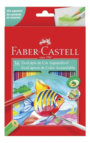 Lápis De Cor 36 Cores Aquarela Aquarelável Faber Castell