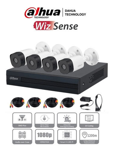 Kit 4 Camaras Cctv Dahua 2 Megapixeles