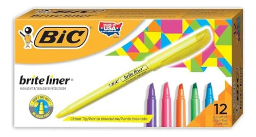 Marcadores Resaltadores Bic Brite Liner, Punta De Cincel, Co