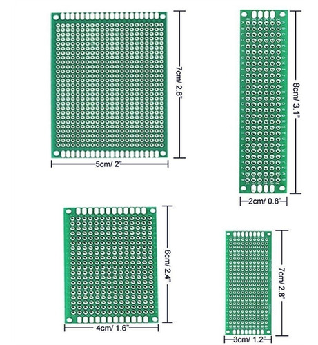 Imagen 2 de 5 de Kit X4 Placa Experimental Pcb Doble 5x7 4x6 3x7 2x8 Fr4