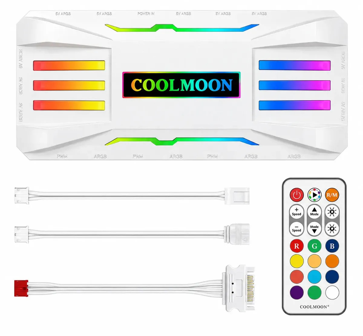 Hub Controladora ARGB Coolmoon 5V para 10 Fans e 8 PWM com Controle
