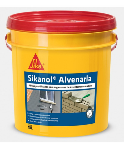 Imagem 1 de 1 de Aditivo Para Dar Liga Na Massa Sikanol Alvenaria 18 L
