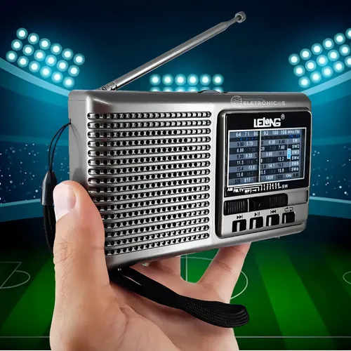 Rádio Multifaixas AM FM SW1-6 Lelong LE-676 com Lanterna e MP3