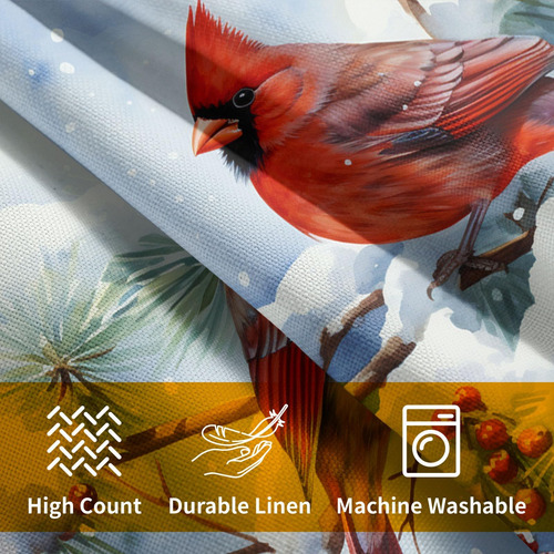 Anyako Winter Snow Nieve Red Cardinal Bird Pillar Cubre Un J