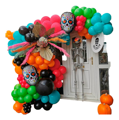 Kit Globos Halloween Catrina Calabaza Mexicana Calavera