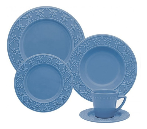 Set Juego De Vajilla X 30 Piezas Porcelana Capri Oxford Color Azul