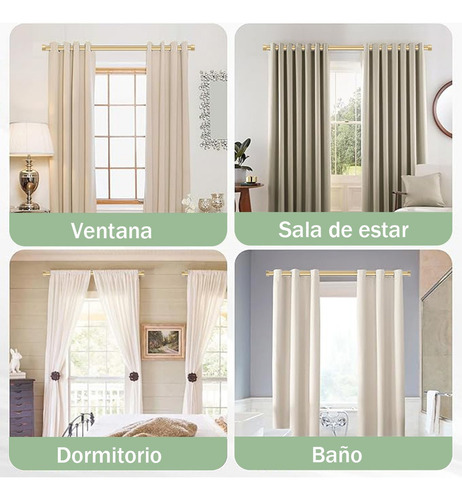 Cortineros De Metal Ajustable Barra De Cortina A Maximo 4.2m Color Dorado