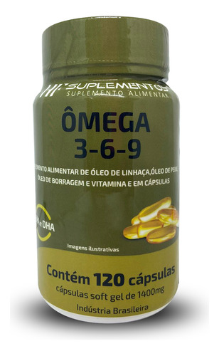 Ômega 3 6 9 Peixe Linhaça Borragem 120caps Hf Suplements