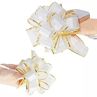 Gift Bow For Gift Wrapping, 10 Pcs White Pull Bows With...