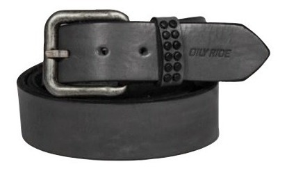 Cinturon De Cuero Oily Ride Hombre Hebilla Cuadrada Negro 