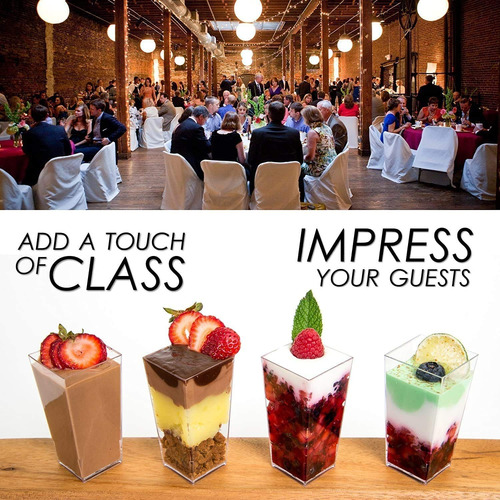 Mini Tazas De Postre De 100 X 3 Oz (sin Cucharas), Cuad...