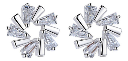 S Xy 1par Moda Pendientes Mujer Flor Cristal Hielo Trapecio