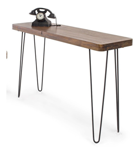 Mesa Consola Tipo Vintage Madera Solida Y Hierro 80x30x76 (Reacondicionado)