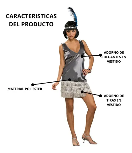 Disfraz Vestido Epoca Gatsby A os 20 s Clasico Dama