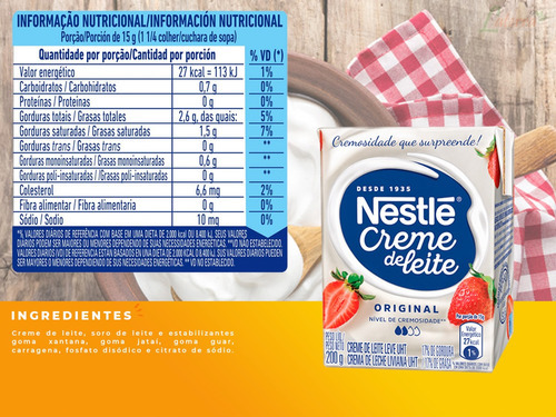 Kit 6 Creme De Leite Original Nestle Caixinha 200g