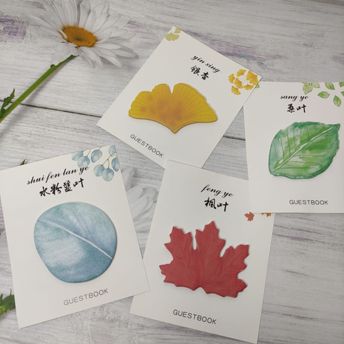 Notas Adhesivas Con Forma De Hojas 4pz, Notitas