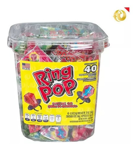 Dulces Ring Pop Para Niños X 40