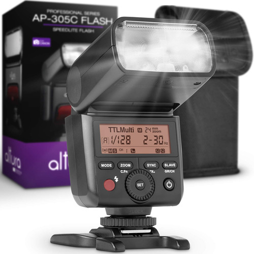 Flash Speedlite Altura Photo Ap-305c Para Canon Eos R R5 R6 R7 R8 Rp 90d 80d 70d Sl3 Rebel T7 T7i T6 T6i 5d 6d 7d M5 M6 M50 M100 M200-2.4ghz E-ttl Luz Para Espejo Dslr Y Dslr Cámara De Cámaras