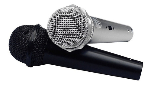 2 Microfonos Alambricos Dinamicos Multi Actividades 6.3mm Color Negro y Plata