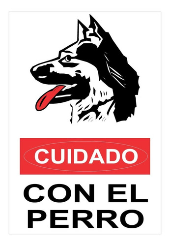 Cartel Chapa Galvanizada Cuidado Con El Perro 12 X 20 Cm 
