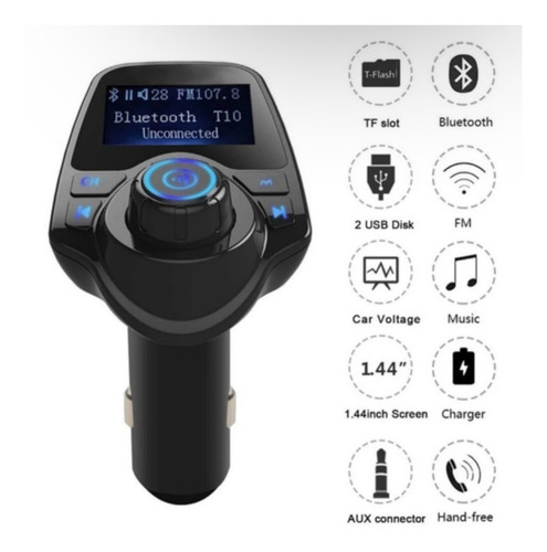 Adaptador Bluetooth Para Auto Dual Usb Mp3 Cargador Auto