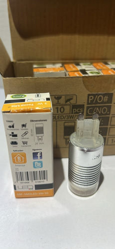Foco Led Tecnolite Base G-9 3watts 3000k Disipador Aluminio Blanco Cálido