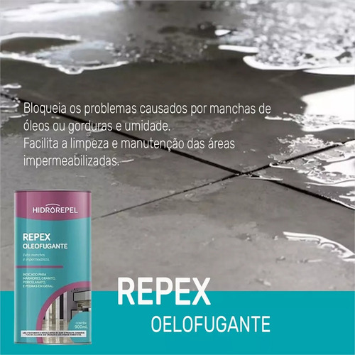 Impermeabiliza Oleofugante 900ml Repex Hidrorepel Kit C/2
