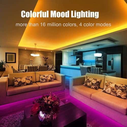Imagen 4 de 6 de Cinta Rollo Tira Luces Led 5mt Multicolor Rgb 5050 Bluetooth